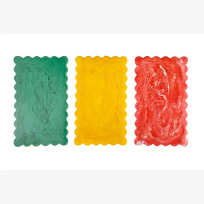 Scallop Rectangular Resin Cheese Board – Mustard , Green , Pink - 14 Inches