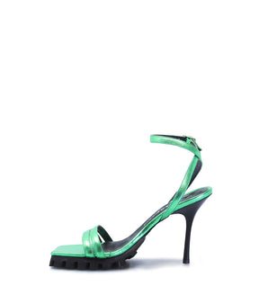 Metallic Green Heels with Eco-Friendly Comfort