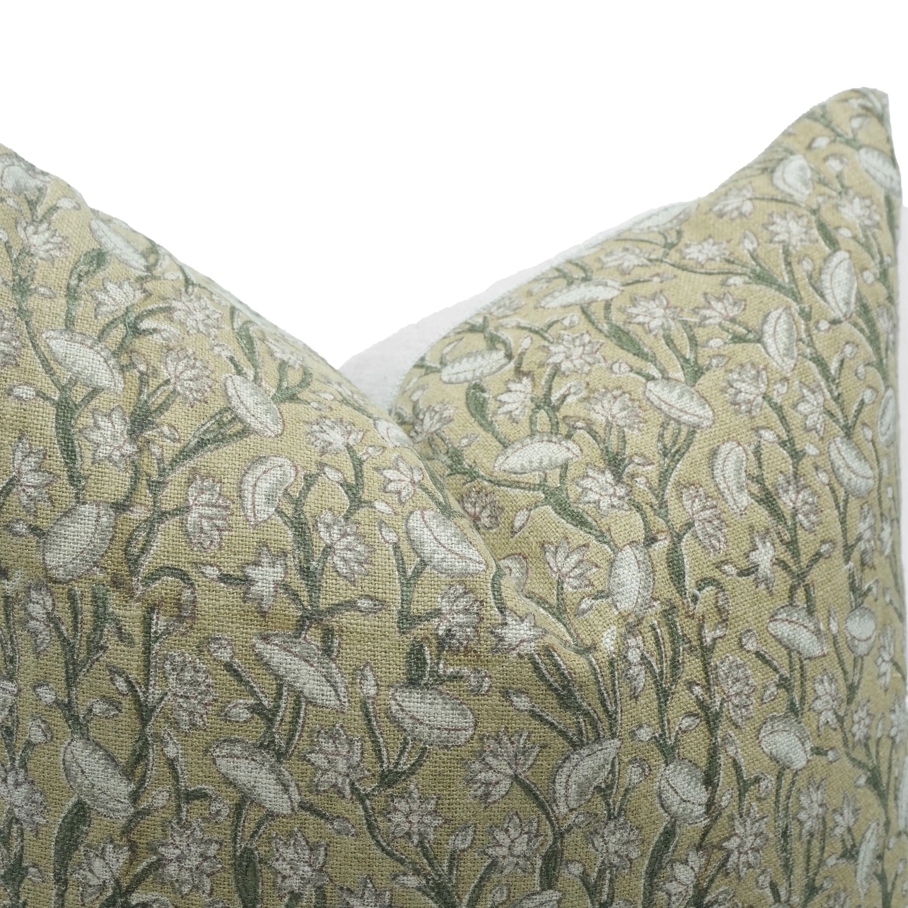 Elegant Block Printed Thick Linen Pillow Cover -Pishta