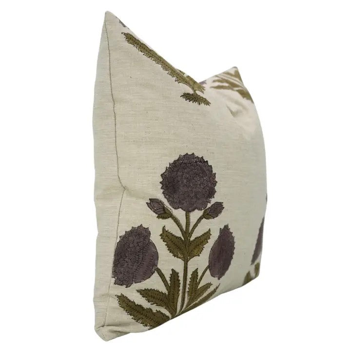 Hand Block Crafted Block Print Linen Blend Pillow Cover - Badshah