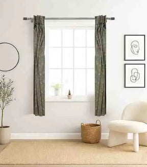 Sonakshi Handmade Floral Block Print Viscose Colored Linen Curtain