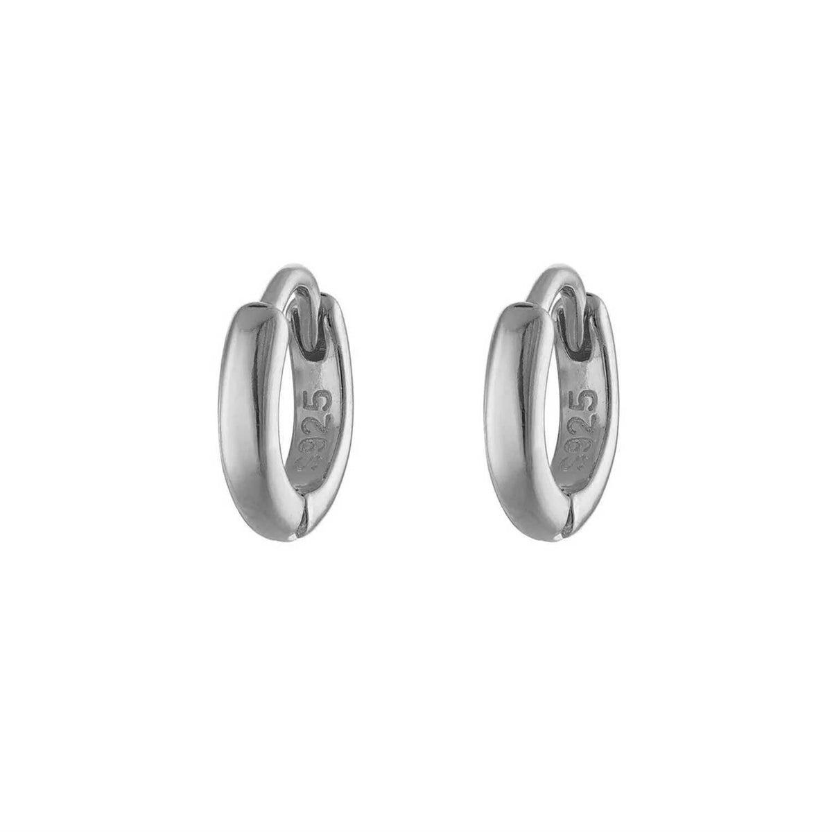 Silver Six Mm Huggie Hoop Earring