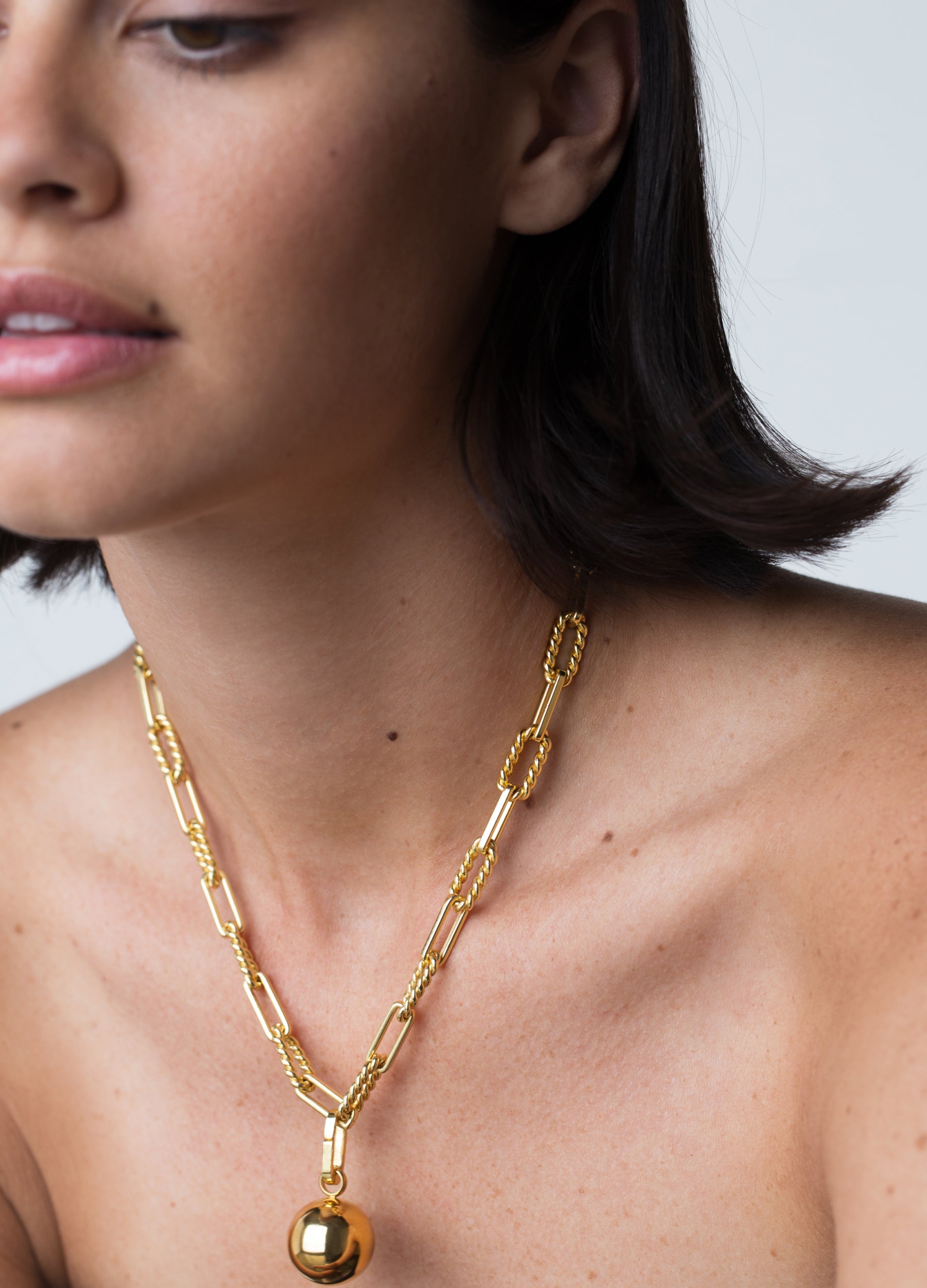Gold Moon Chain Charm Necklace
