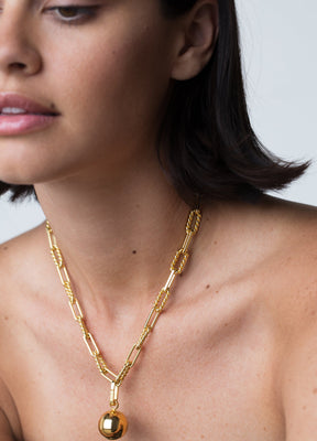 Gold Moon Chain Charm Necklace