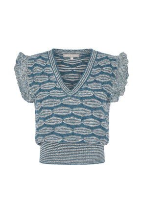 Beca Crochet Sleeve Alpaca Vest | Dark Green Melange