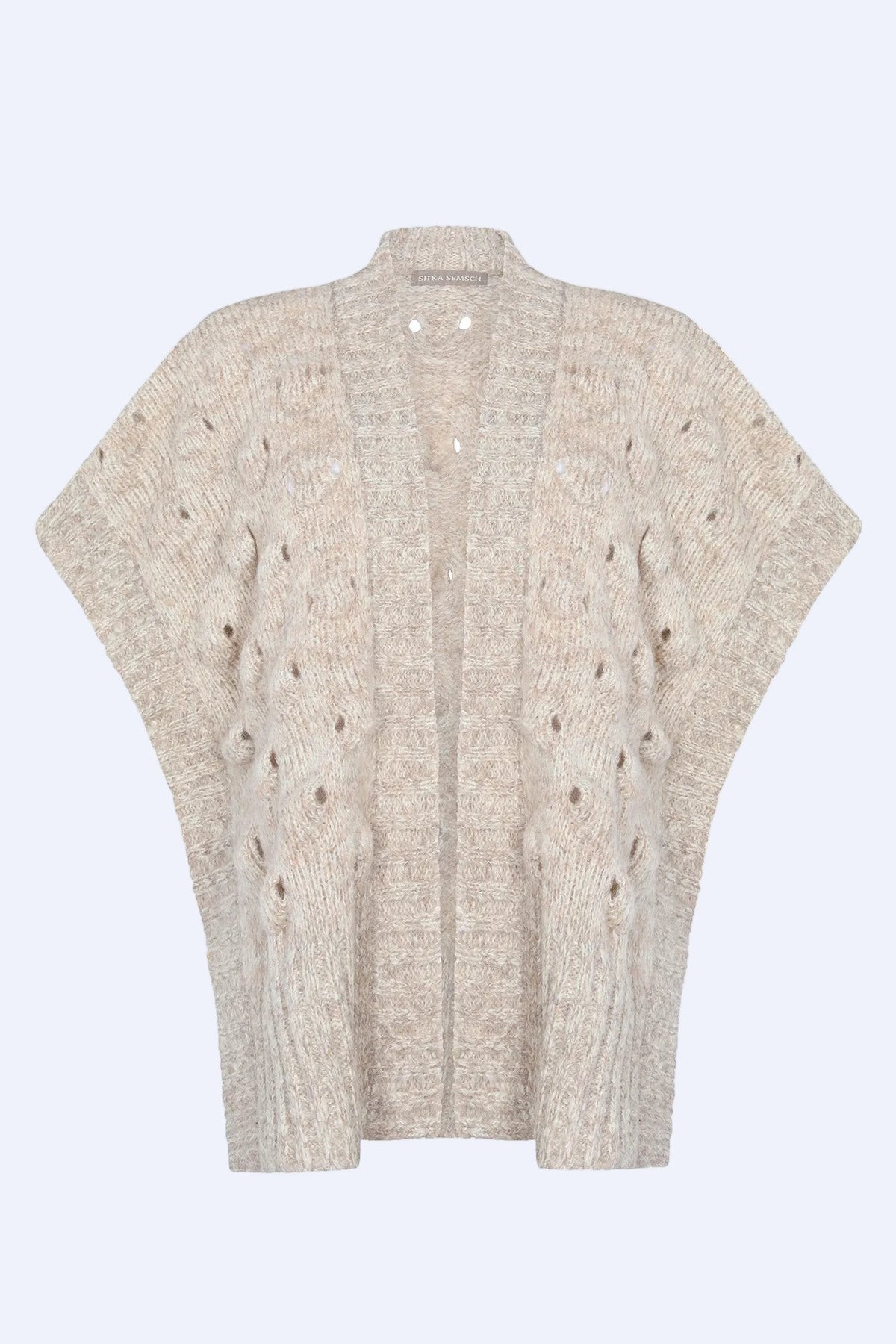 Dayana Alpaca Fringe Poncho | Beige Melange