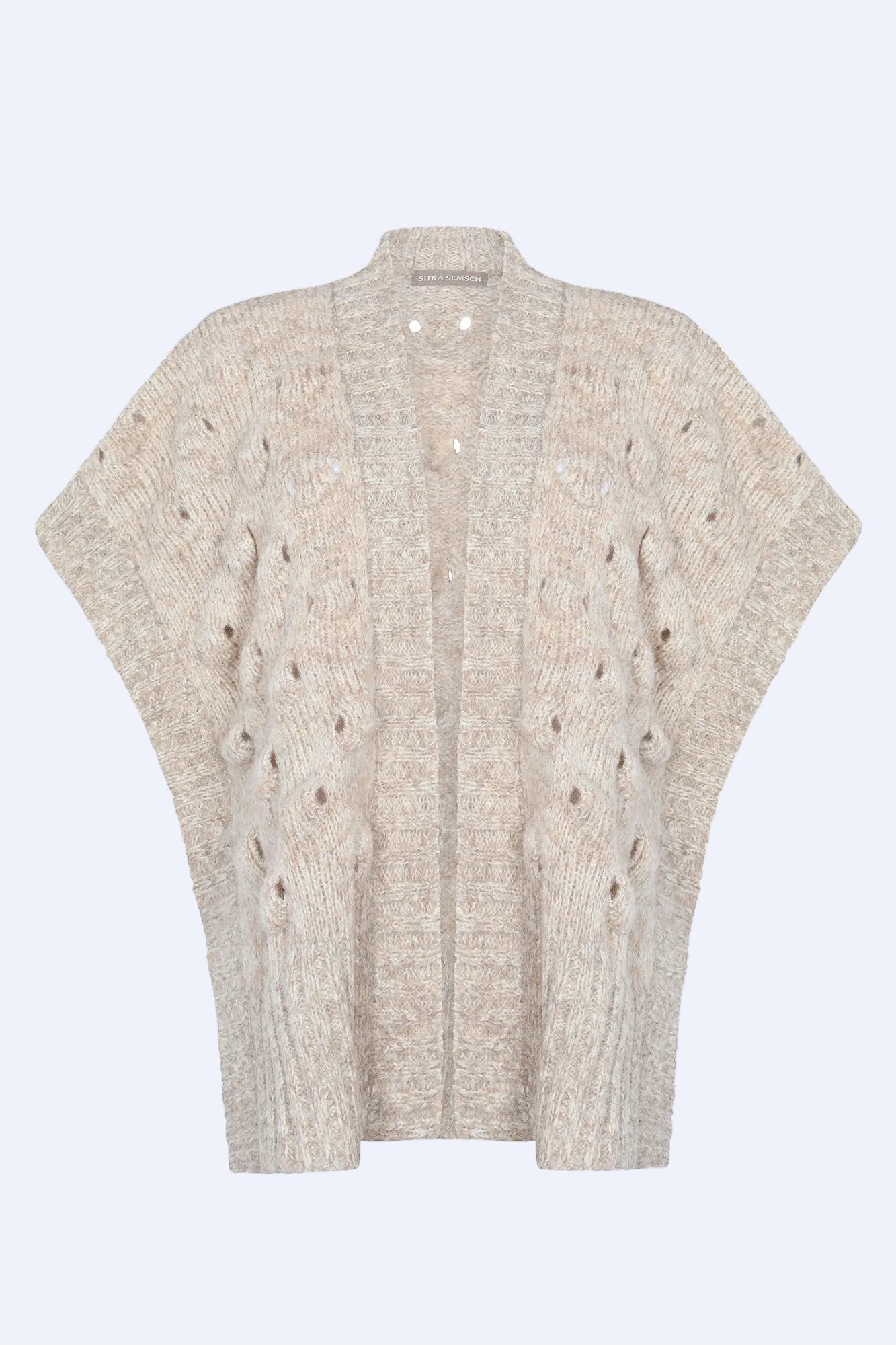 Dayana Alpaca Fringe Poncho | Beige Melange