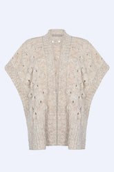 Dayana Alpaca Fringe Poncho | Beige Melange