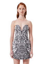 Cora Strapless Dress in Black & White Elysium