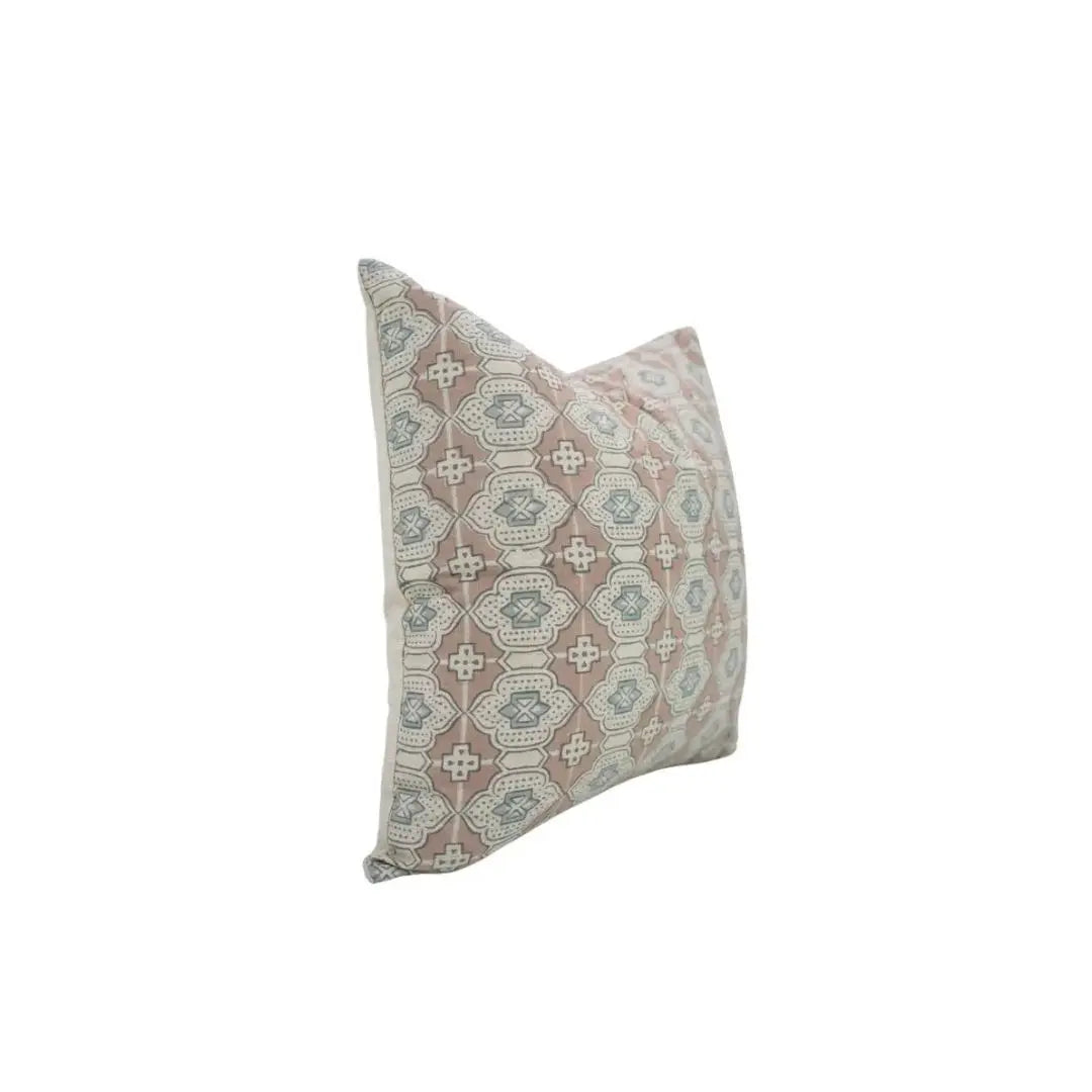 Bohemian Block Print Linen Blend Cushion Cover - Jarokha