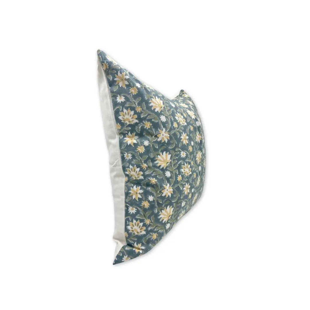 Artfully Hand Made Block Thick Cotton White Pillow Cover -Aradhana