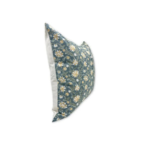 Artfully Hand Made Block Thick Cotton White Pillow Cover -Aradhana