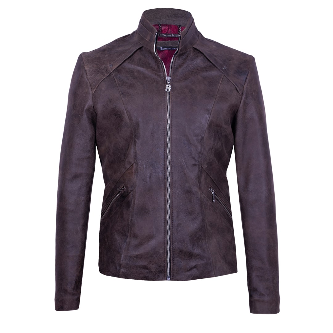 Classic Leather Jacket with Gusseted Shoulders