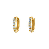 7mm Pave Huggie Hoop Earrings Dainty Gold Everyday Wear