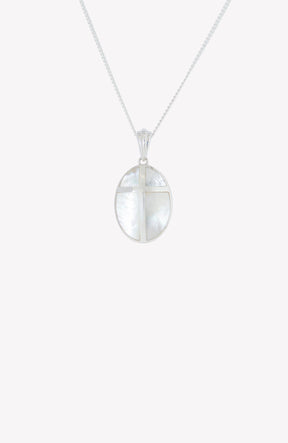 Mother Of Pearl Cross Pendant Necklace