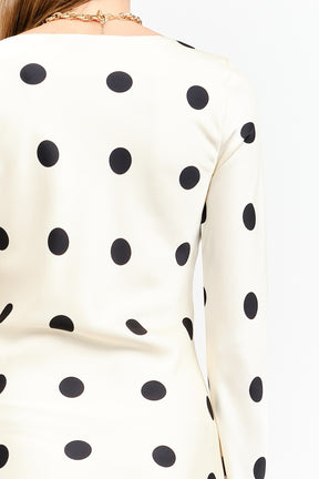Clara Polka-Dot Long Sleeve Gown