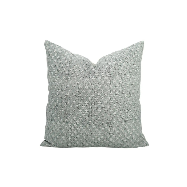 Floral Design Handmade Block Print Pure Linen Cushion Cover - Riva