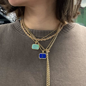 Amazonite Gemstone Charm Necklace Gold