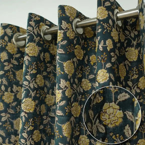 Indian Block Print Pure Linen Curtain - Rameshwaram