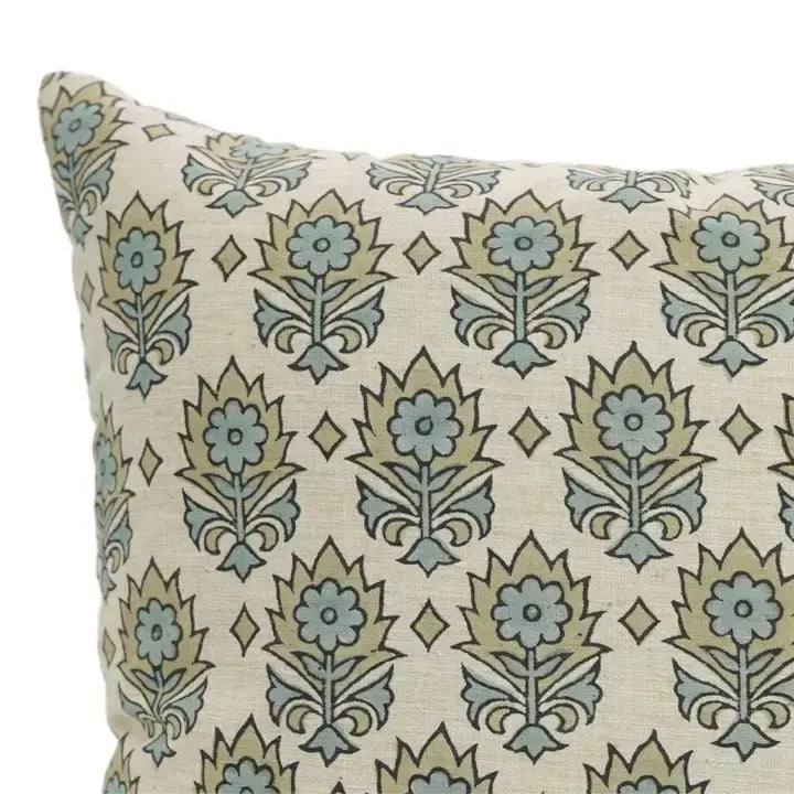Interior Décor Block Printed Linen Blend Pillow Cover - Kusum