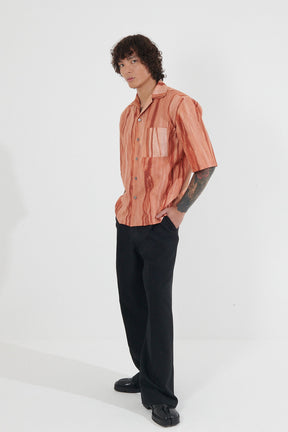 Volta Orange Sun-Faded Camp Collar Shirt