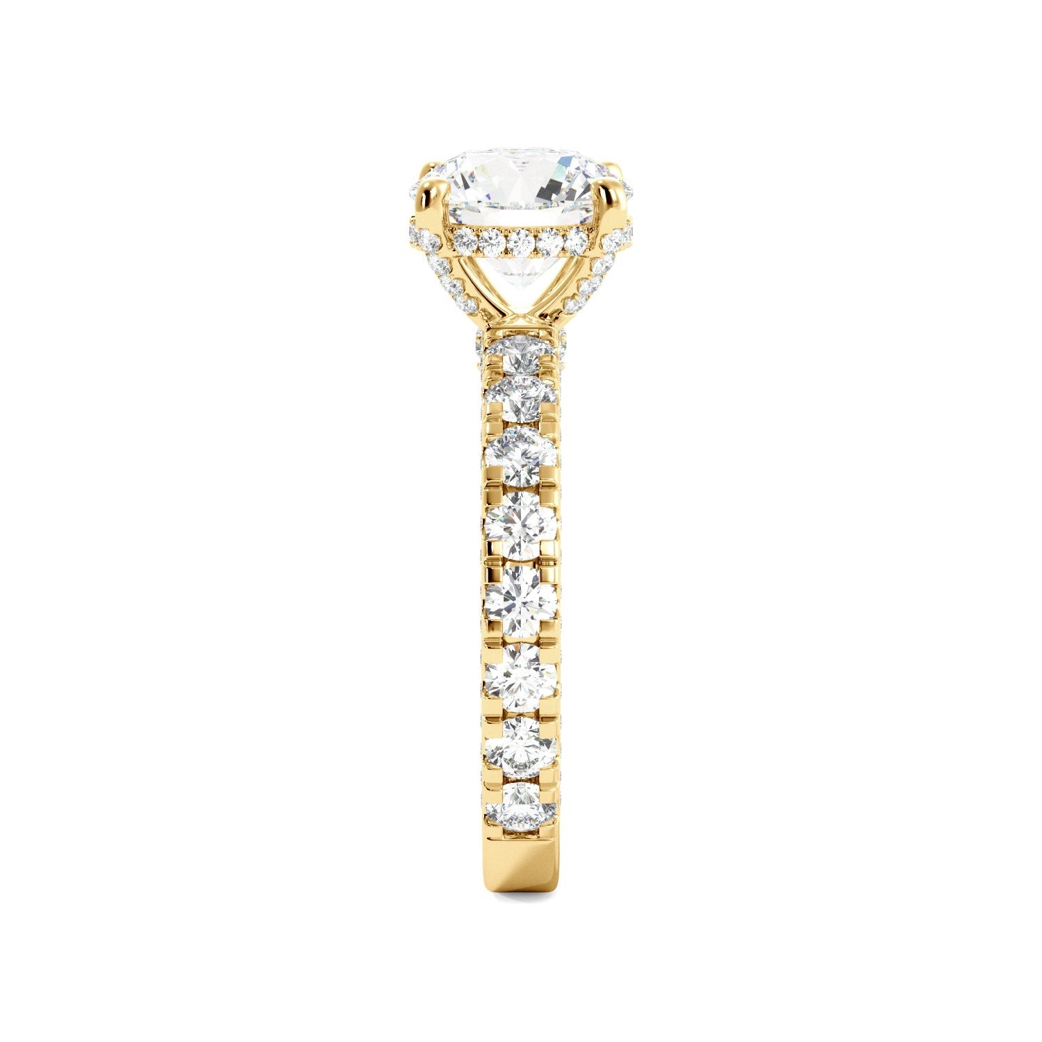 Round Diamond Iced Out Micropave Engagement Ring