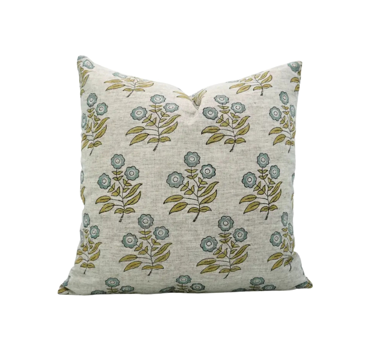 Floral Hand Block Printed Viscose Linen Pillow Cover - Neha