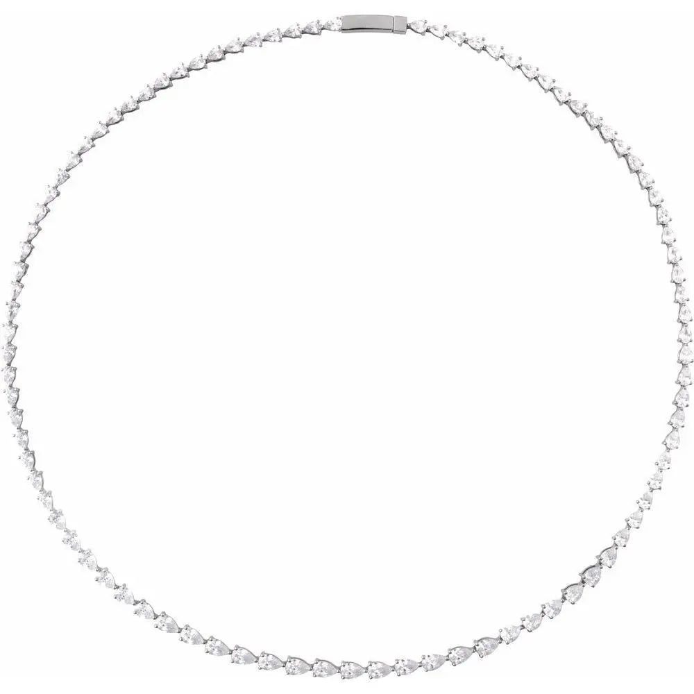 10 CT Lab-Grown Pear Diamond Line Necklace in 14K Gold