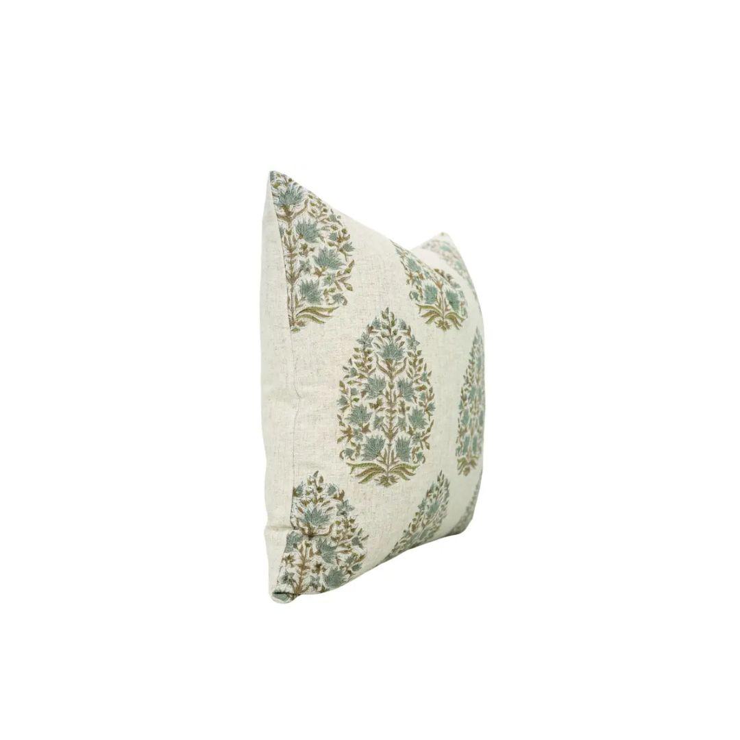 Decorative Hand Made Block Print Viscose Linen Pillow Cover - Kumud