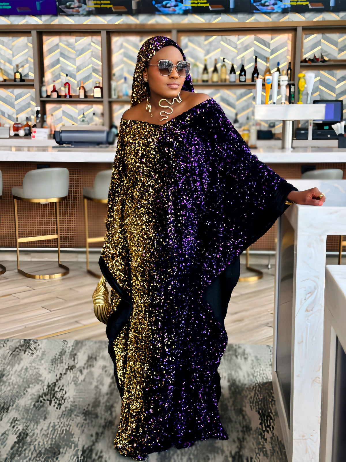 Joro Sequin Dress Boubou (purple)