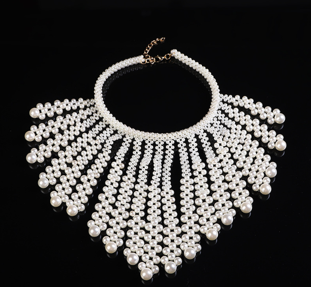 Heavy industry pearl shawl layered tribal wind hollow woven sexy body chain