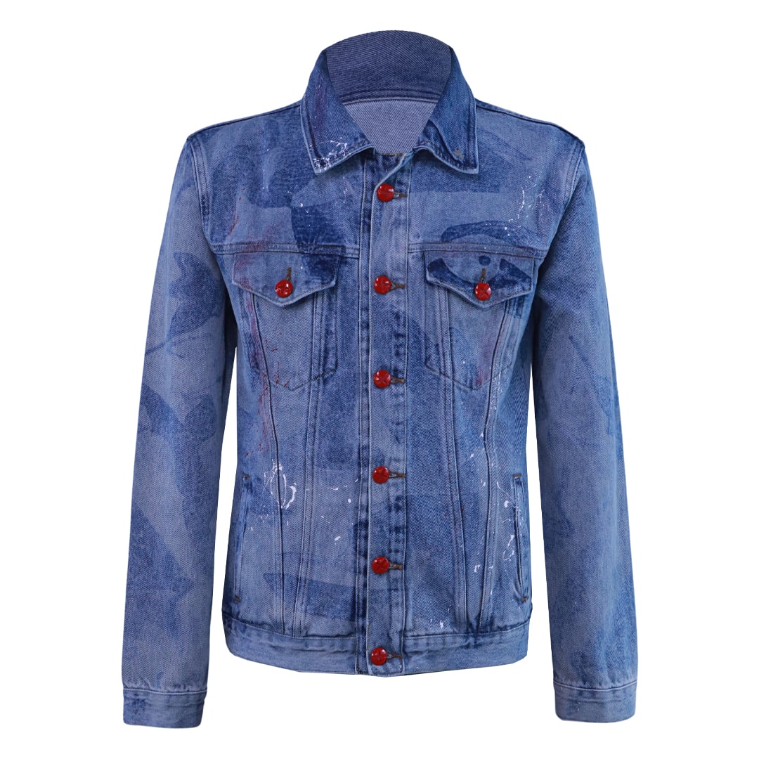 Blue denim jacket with Frida Kahlo print