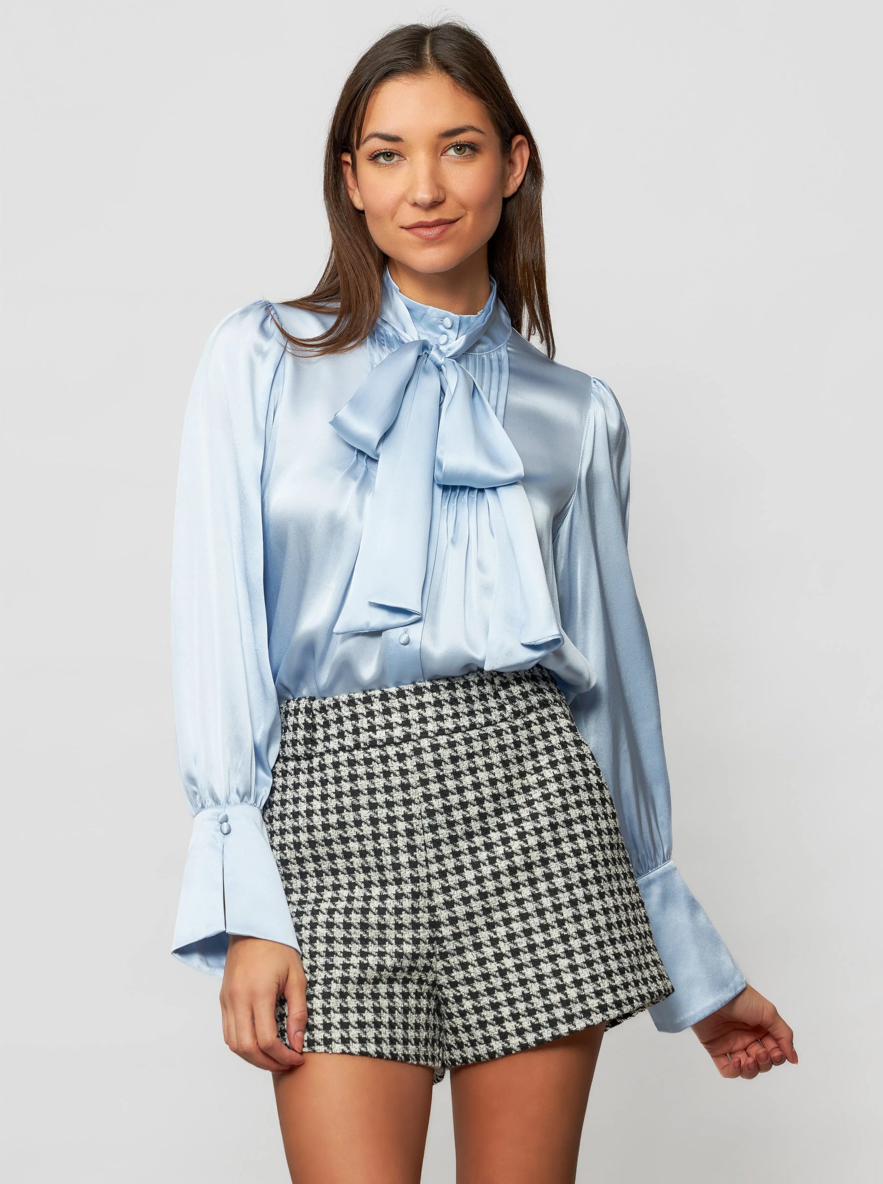 Phaius Bow Tie Silk Charmeuse Blouse