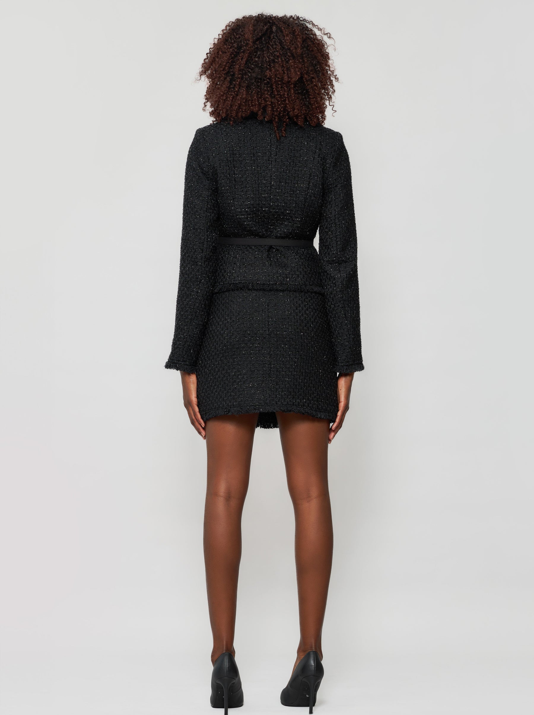 Tia Shimmering Tweed Bouclé Crop Jacket