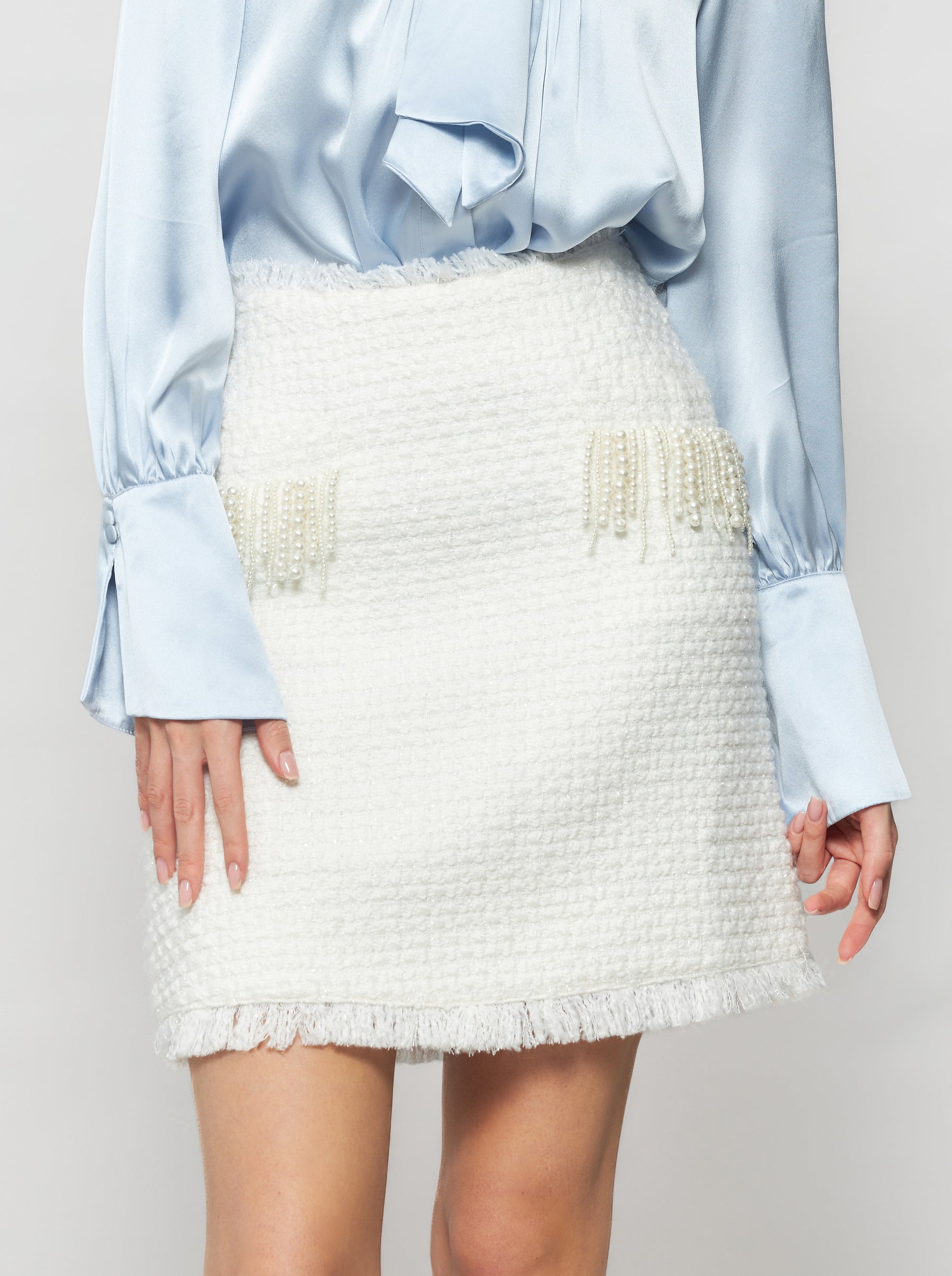 Tia Shimmering Tweed Bouclé Mini Skirt
