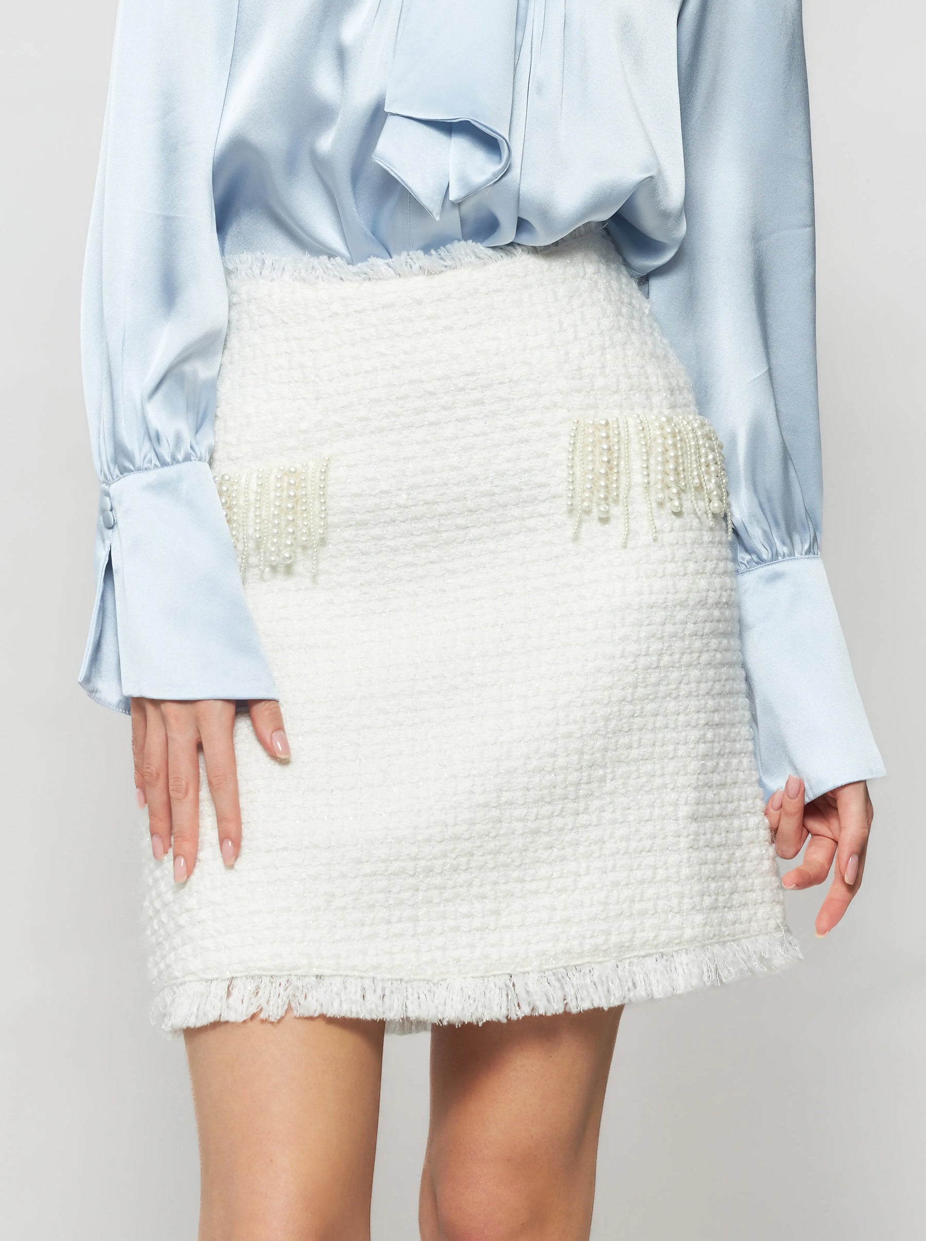 Tia Shimmering Tweed Bouclé Mini Skirt