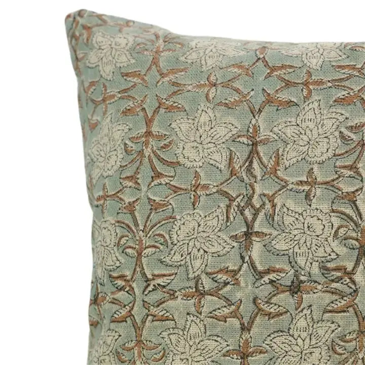 Boho Handmade Block Print Thick Linen Pillow Cover- Chudamani