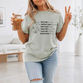 Wait Like Sarah Women Of The Bible Floral Graphic T-Shirt | Sage Green Christian Faith Cotton Tee