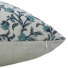 Floral Hand Block Print Boho Pure Linen Pillow Cover- Pushp Varsha