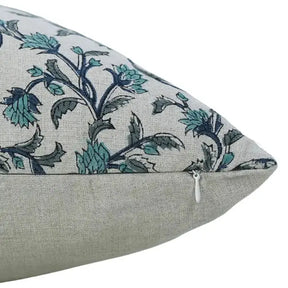 Floral Hand Block Print Boho Pure Linen Pillow Cover- Pushp Varsha