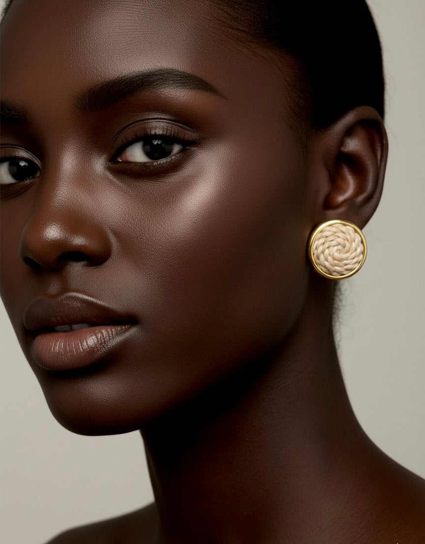 Lifungo Marachi Weave Brass Stud Earrings