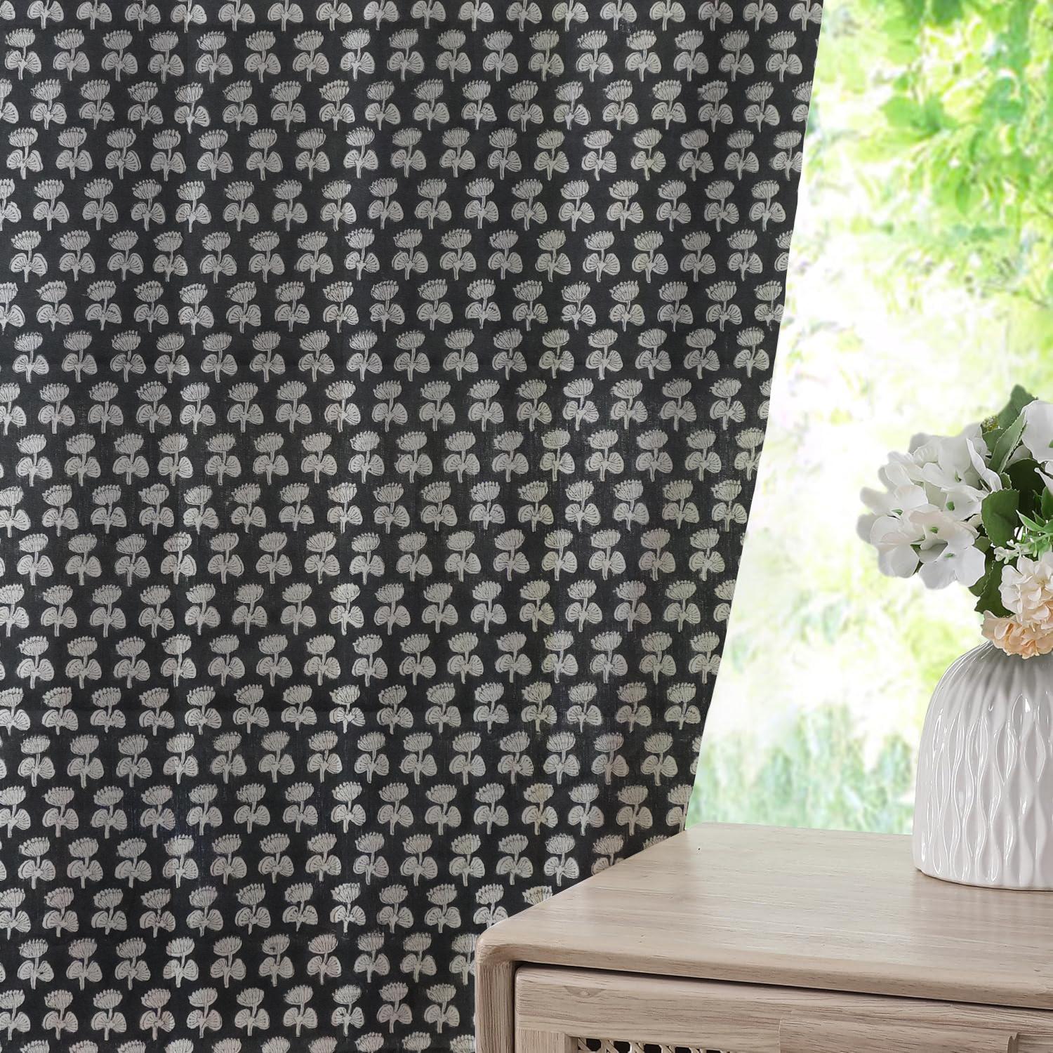Luxurious Print Pure Linen Window Pleated - Damru