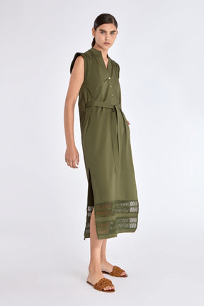 Maki Nehru Collar Dress | Olive