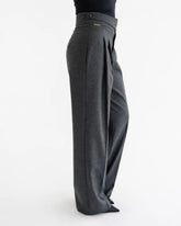 High-Waisted Pleated Wide-Leg Tailored Trousers
