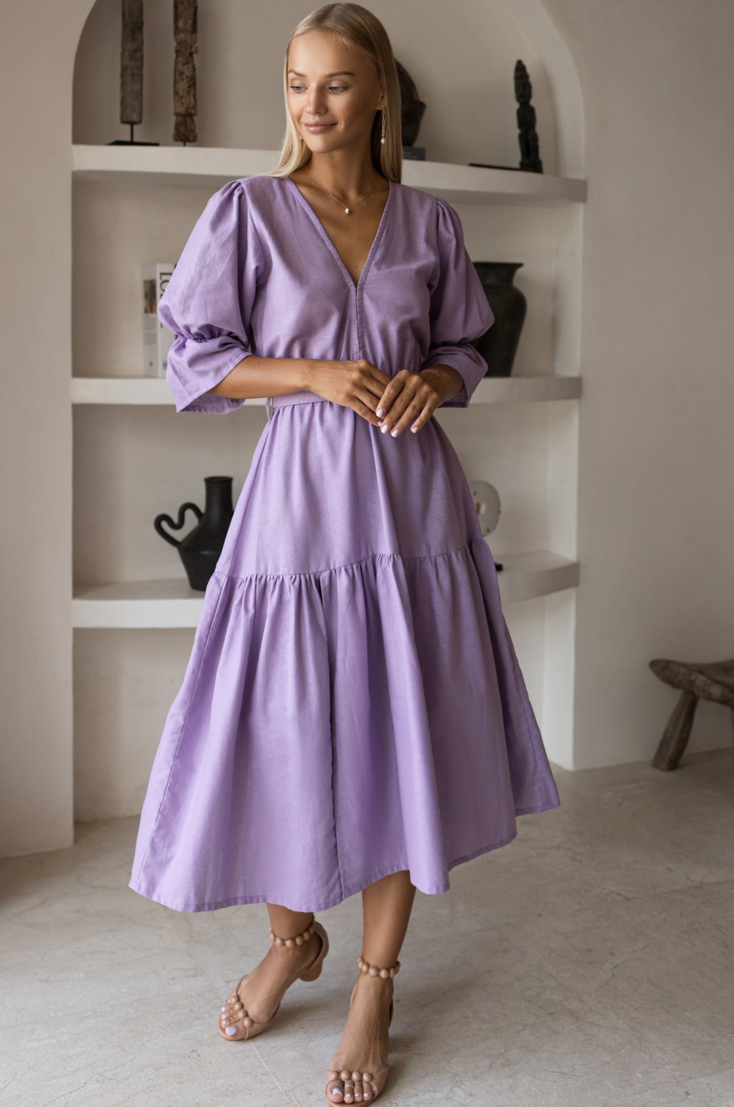 Peony Midi Dress - Lilac