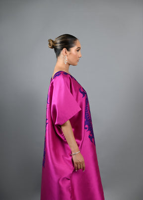 Soso Boubou (pink color with purple embroidery) -African maxi dress