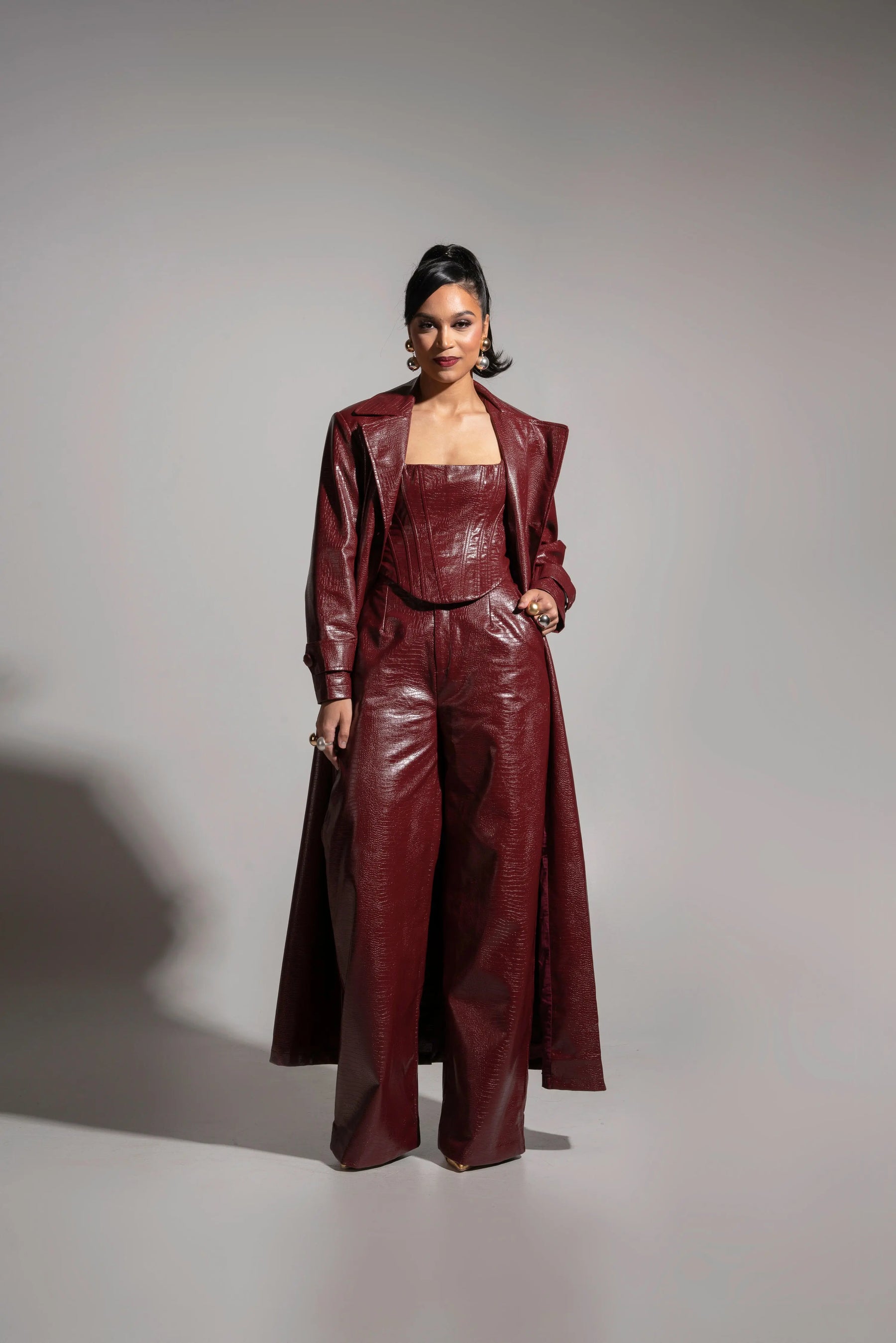 Ono Faux Leather Trench jacket