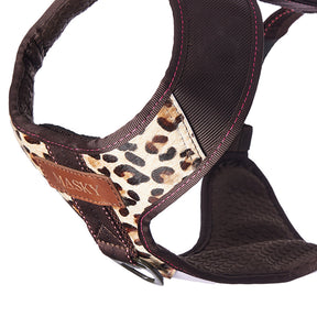 Premium Leather Easy Fit No-Pull Harness ~ Animal Print & Lilac