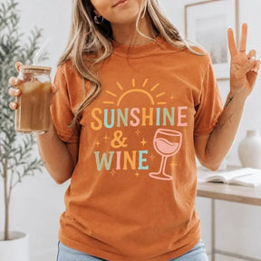 Sunshine & Wine Retro Graphic T-Shirt | Terracotta Burnt Orange Cotton Tee