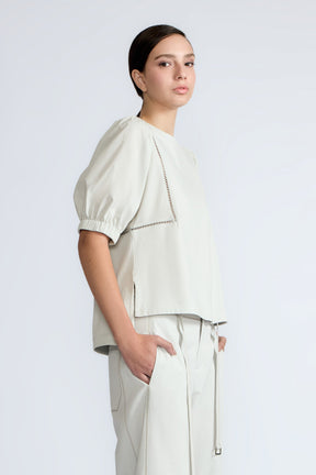 Jamie Textured Cotton Top | Silver